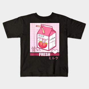 90s Japanese Otaku Stylish Aesthetic Milk Cute Gift Kids T-Shirt